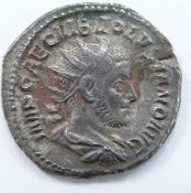 Roman Imperial coin Diocletian 284-305 AD, silver Argenteus, crowned and bearded bust obverse,