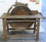 Denning of Chard England vintage cast iron sawbench and acessories