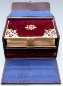 Victorian leather cased prayer book and bible dated 1854 and 1851 both with gilt mounts and red