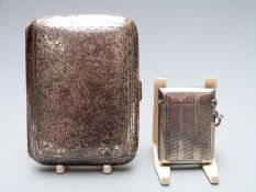 George V hallmarked silver cigarette case with engraved decoration, Birmingham 1923 maker Henry