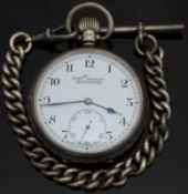 H Samuel Everite hallmarked silver keyless winding open faced pocket watch with blued hands,