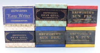 Six boxes of Heppworth's Swan Quill pen nibs, all unopened and sealed, each 4.9 x 6.8cm.