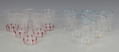 Eighteen Giampolo Nason Murano drinking glasses including 6 blue edged, in original boxes