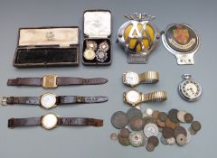 Cardiff and District/ Penarth YMCA billiards medals circa 1920's, a small collection of coins