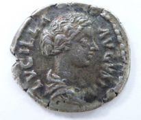 Roman Imperial coin Lucilla AD 161-169 wife of Lucius verus, silver Denarius, braided hair in bun to