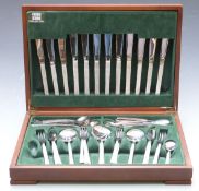 A retro Viners canteen of cutlery with bark effect handles, in Viners box