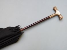19th or early 20th century parasol with mother-of-pearl and gilt handle