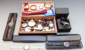 Twenty-eight various ladies and gentleman's wrist and pocket watches including Citizen WR200