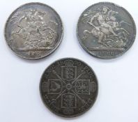 Queen Victoria 1887 Jubilee head crown together with a 1900 veiled head example and an 1890 double