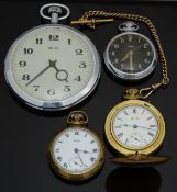 Four Smiths keyless winding pocket watches comprising a 'Goliath' (case diameter 88mm), a gold