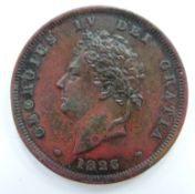 George IV 1826 copper penny, laureate head, Britannia reverse, toned VF-EF