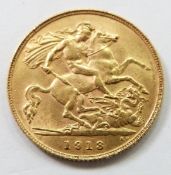 George V 1913 gold half sovereign