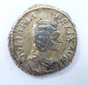 Roman Imperial coin Julia Domna, (died AD 217) wife of Septimus Severus, silver Denarius braided