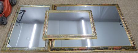 Three mirrors with decorative floral frames, largest 104 x 73cm