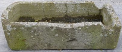 D end natural stone garden trough, L92 x W50 x H25cm