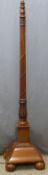 Late 19th or 20th century carved satinwood standard lamp with reeded column