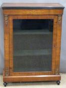 19thC walnut pier cabinet with inlaid decoration, W76 x D32 x H104cm