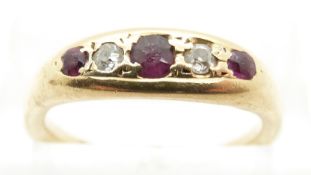 An 18ct gold ring set with diamonds and rubies, in original box (size M)