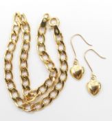 A 9ct gold bracelet (1.8g) and a pair of 18ct gold earrings, 0.2g