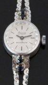 Condor 115 silver ladies wristwatch with black hands and baton markers, silver dial, bevelled bezel,