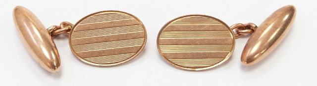 A pair of 10ct rose gold cufflinks, 7g