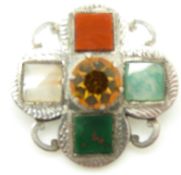 A hallmarked silver brooch set with agate by Ward Brothers, Glasgow 1951