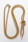 A 9ct gold knot necklace, 9.5g, drop 23cm