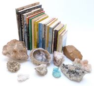 Ten agate samples and a quantity of gem related books