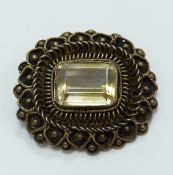 Victorian brooch set with an emerald cut citrine