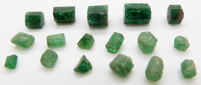 Seventeen loose uncut emeralds, 5.7g