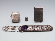 Edward VII pierced hallmarked silver spectacle case, Birmingham 1905 maker's mark S & Co., Victorian