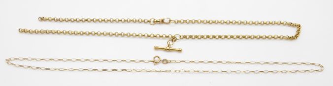 A 9ct gold fob chain and a 9ct gold necklace, 8.3g