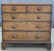 Victorian mahogany straight front chest of two over three drawers, W110 x D53 x H103cm