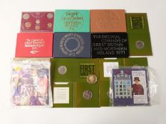 Nine UK Royal Mint brilliant uncirculated coin sets 1971-1976, 1967, 2002 and 1994, together with