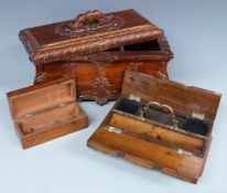 Three wooden boxes of various sizes including a writing example