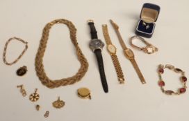 A collection of costume jewellery and watches