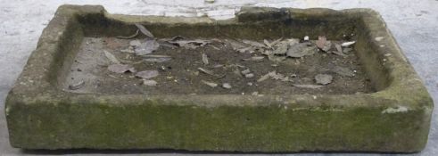 Shallow rectangular natural stone garden trough, L83 x D52 x  H11cm