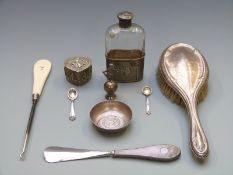 Three hallmarked silver mounted dressing table items, Victorian hallmarked silver cherub London