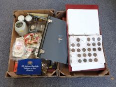 A very large collection of UK coinage with some overseas and banknotes etc, some in albums, with