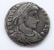 Roman Imperial coin Julian II AD 361-363, silver half siliqua, pearl diademed, draped bust, obverse,