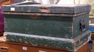 Vintage woodworking or similar tool chest with sliding trays, width 64cm