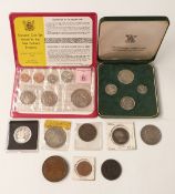 A small collection of interesting coins and tokens to include 1916 Egypt under British protection 20