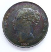 Queen Victoria 1846 copper penny, OT, far colon after DEF, EF+ - unc, some lustre