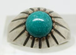 A Danish silver ring set with a cabochon by Borge Malling Jensen, Denmark (size O)