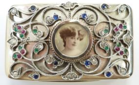 George III hallmarked silver box set with a photo compartment to the centre surrounded by