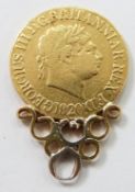 George III 1820 gold full sovereign in mount, 9.1g