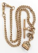 A 9ct rose gold Albert/ fob chain, 16.3g, approximately L41cm