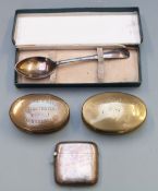 Two brass snuff boxes, one marked Edward V Rees Doldiheuydd Pennai Macynlleth, dated 1906 to