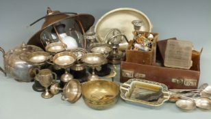 Outdoor fisherman style light fitting and a quantity of silver plate to include trophy cups and a