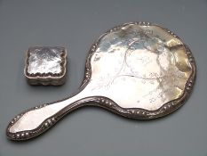 George V hallmarked silver dressing table mirror, Birmingham 1916 maker Boots Pure Drug Company
